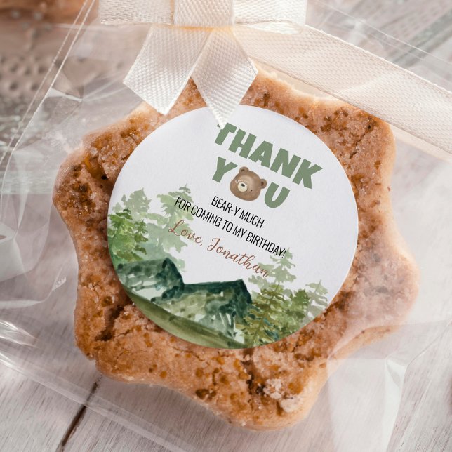 Pegatina Redonda Cumpleaños del Oso Forestal de Woodland (Subido por el creador)