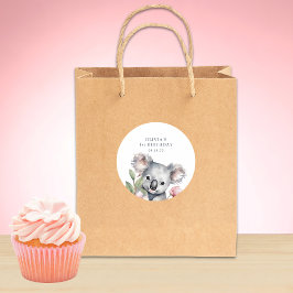 Pegatina Redonda Cumpleaños del Oso Koala