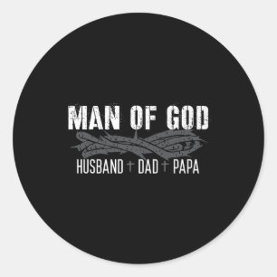 Pegatina Redonda Cumpleaños del padre cristiano hombre de Dios padr