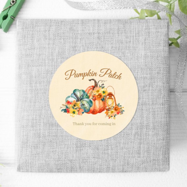 Pegatina Redonda Cumpleaños del parche de calabaza (Pumpkin Patch Birthday Classic Round Sticker)