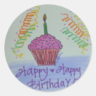 Pegatina Redonda Cumpleaños del pastel