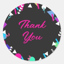 Pegatina Redonda Cumpleaños del patrón Black 80s