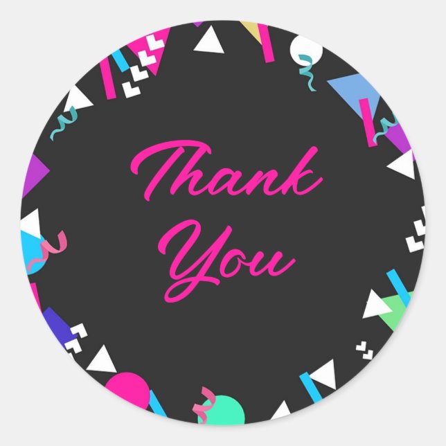 Pegatina Redonda Cumpleaños del patrón Black 80s (Anverso)