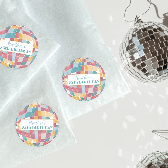 Pegatina Redonda Cumpleaños del Personalizado Disco Ball (Subido por el creador)