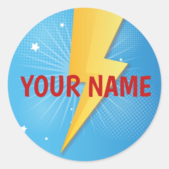 Pegatina Redonda Cumpleaños del Súper Héroe del cómic (Anverso)