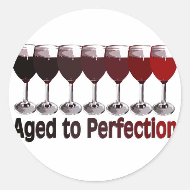 Pegatina Redonda Cumpleaños del Vino Rojo (Anverso)