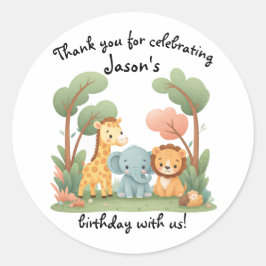 Pegatina Redonda Cumpleaños del Zoo