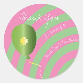 Pegatina Redonda Cumpleaños Día de San Patricio Gracias Shamrock Ro