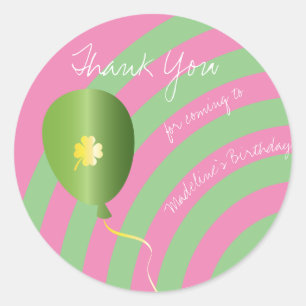 Pegatina Redonda Cumpleaños Día de San Patricio Gracias Shamrock Ro