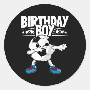 Pegatina Redonda Cumpleaños divertido de fútbol con Dabbing para ni