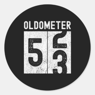 Pegatina Redonda Cumpleaños divertido retro del oldómetro 53 que cu