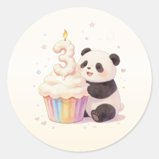 Pegatina Redonda Cumpleaños Dulce Panda Bebé 3