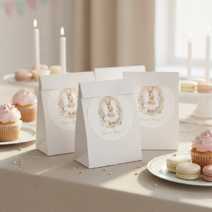 Pegatina Redonda Cumpleaños Elegante Conejito Acuarela