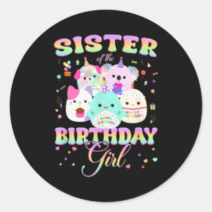 Pegatina Redonda Cumpleaños Familia Squish Squad Hermana De La Cump