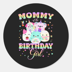 Pegatina Redonda Cumpleaños Familia Squish Squad Mami Del Cumpleaño