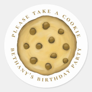 Pegatina Redonda Cumpleaños Favor de Galleta Dulce Acuarela Lindo