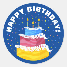 Pegatina Redonda Cumpleaños feliz con quiropráctica de escarcha esp