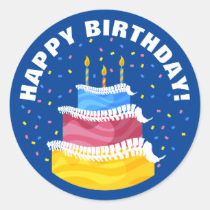 Pegatina Redonda Cumpleaños feliz con quiropráctica de escarcha esp