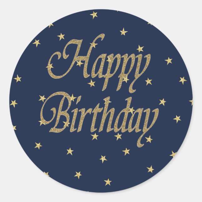 Pegatina Redonda Cumpleaños feliz de la Marina Gold (Anverso)