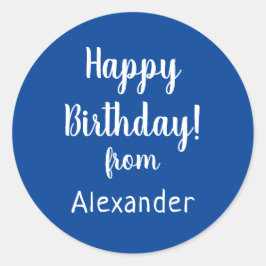 Pegatina Redonda Cumpleaños feliz de Name Blue