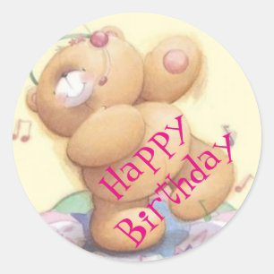 Pegatina Redonda Cumpleaños feliz/Pegatinas/Oso de Teddy