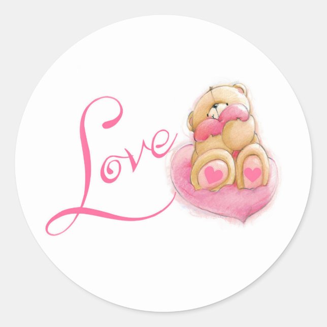 Pegatina Redonda Cumpleaños feliz/Pegatinas/Oso de Teddy (Anverso)