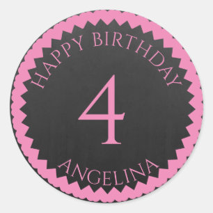 Pegatina Redonda Cumpleaños feliz personalizada añada tu edad de no