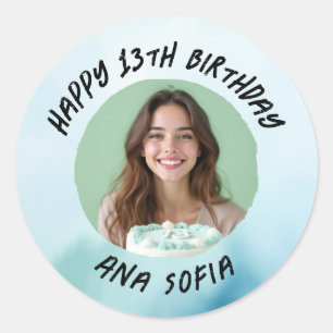 Pegatina Redonda Cumpleaños Feliz Personalizado Nombre Personalizad