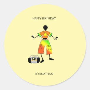 Pegatina Redonda Cumpleaños, festividad artística africana