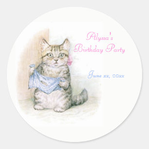 Pegatina Redonda Cumpleaños, Fiesta Beatrix Potter, Personalizado