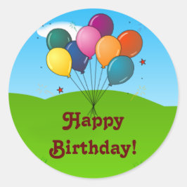 Pegatina Redonda Cumpleaños! Globos de celebración
