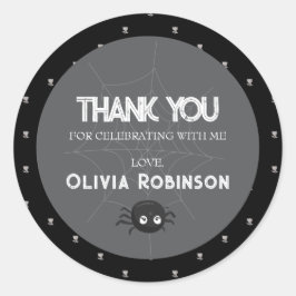 Pegatina Redonda Cumpleaños gótico, blanco y negro