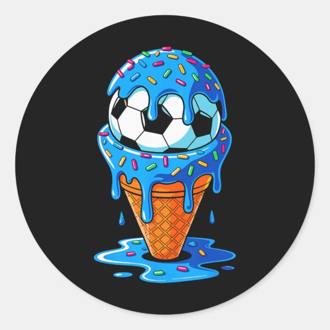Pegatina Redonda Cumpleaños Helado Goteo Diversión Salpicaduras Fút (Anverso)