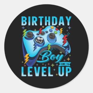 Pegatina Redonda Cumpleaños Hora Del Niño Para Levantar Videojuego