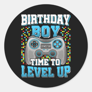Pegatina Redonda Cumpleaños Hora Del Niño Para Levantar Videojuego 