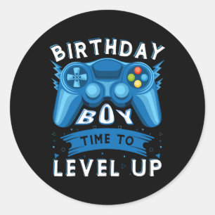 Pegatina Redonda Cumpleaños Hora Del Niño Para Levantar Videojuego