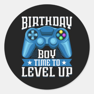 Pegatina Redonda Cumpleaños Hora Del Niño Para Levantar Videojuego