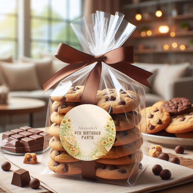 Pegatina Redonda Cumpleaños infantil Granja de Girasoles Libro Ilus (Subido por el creador)