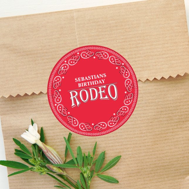 Pegatina Redonda Cumpleaños lindo Tipografía de rodeo simple Bandan (Subido por el creador)