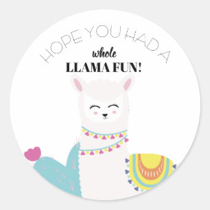 Pegatina Redonda Cumpleaños Llama