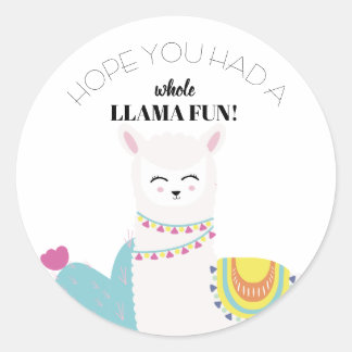 Pegatina Redonda Cumpleaños Llama