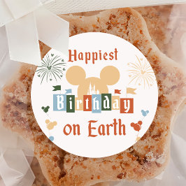 Pegatina Redonda Cumpleaños Más Feliz En La Tierra Magnífica Classi