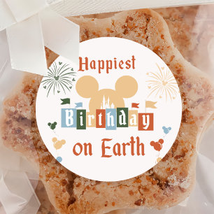Pegatina Redonda Cumpleaños Más Feliz En La Tierra Magnífica Classi