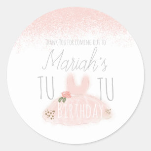 Pegatina Redonda Cumpleaños Mínimo De Los Chicas Tutu, Convirtiéndo