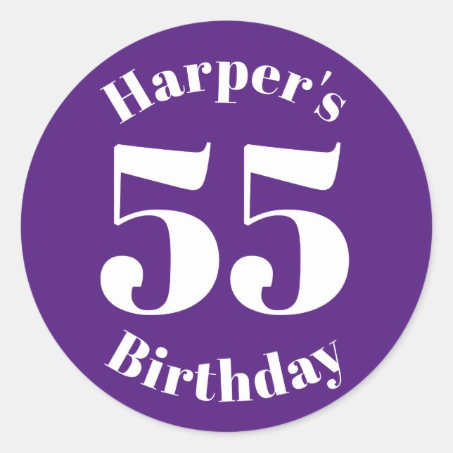 Pegatina Redonda Cumpleaños moderno Nombre personalizado número vio (Anverso)