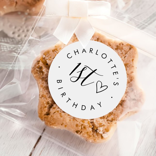 Pegatina Redonda Cumpleaños moderno y simple (Subido por el creador)