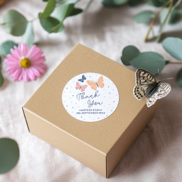 Pegatina Redonda Cumpleaños moderno y simple de la mariposa