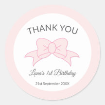 Cumpleaños niña 1 año lazo rosa agradecimiento