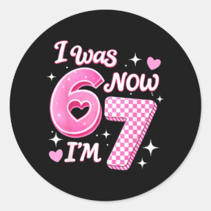 Pegatina Redonda Cumpleaños niña 7 años 6 7 era 6 7 67 Meme niños