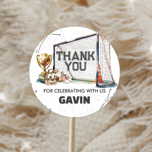 Pegatina Redonda Cumpleaños Niño Fútbol Game On (Subido por el creador)